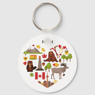 Canadian Love custom monogram key chain