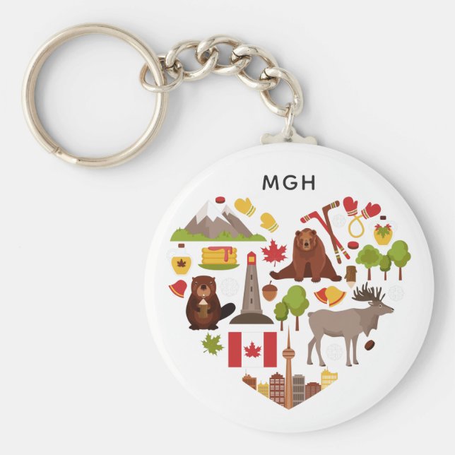 Canadian Love custom monogram key chain (Front)