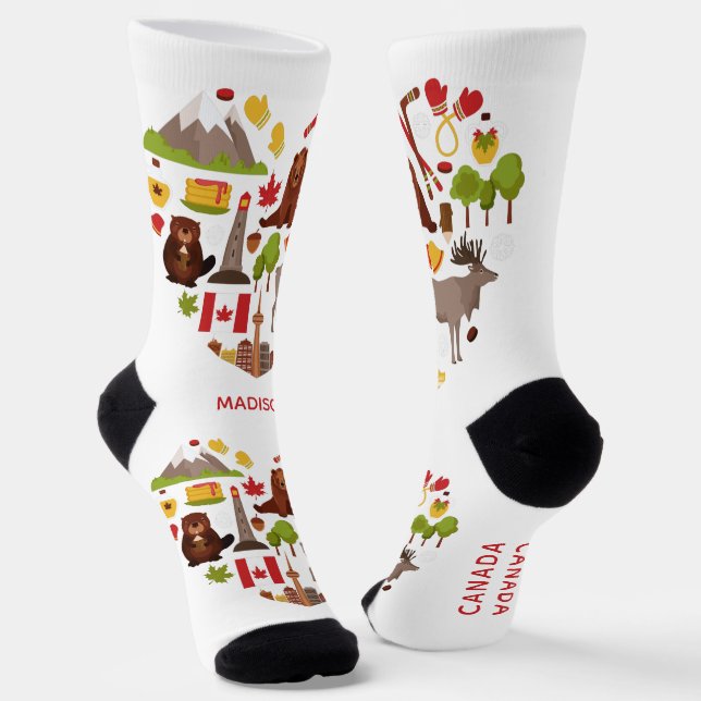 Canadian Love custom name Socks (Angled)