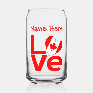 Canadian LOVE Red Personalised Can Glass