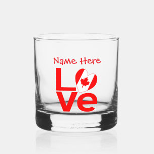 Canadian LOVE Red Personalised Whiskey Glass