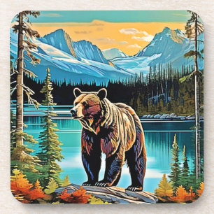 Canadian Majestic Mountain Bear Design Coaster