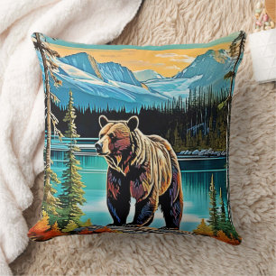 Canadian Majestic Mountain Bear Design Cushion