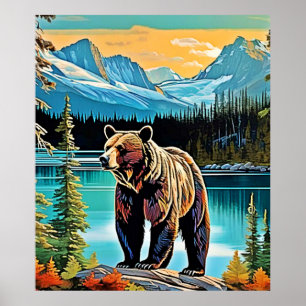 Canadian Majestic Mountain Bear Design Poster