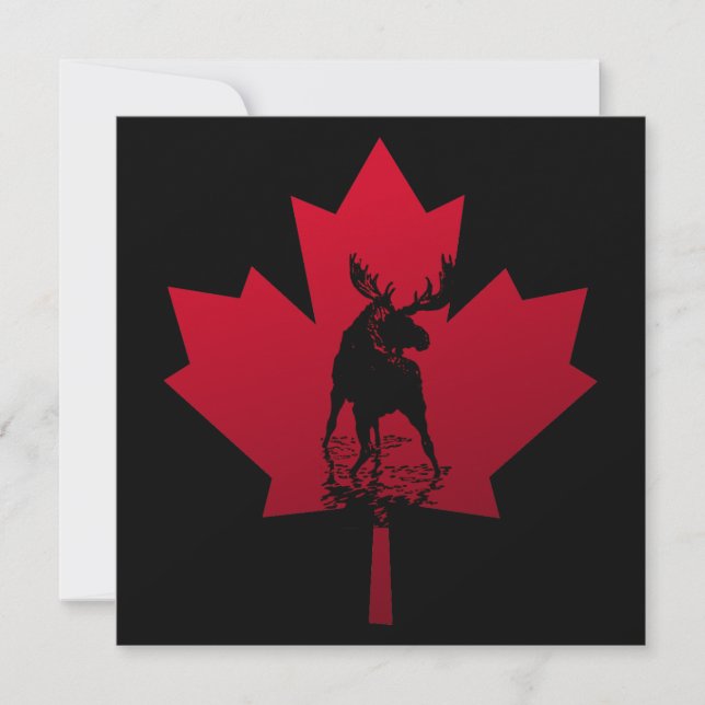 Canadian Maple Leaf and Moose Invitation (Front)