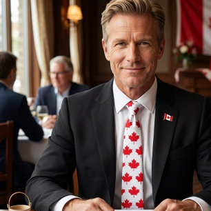 Canadian maple leaf. CANADA. Patriotic. Tie