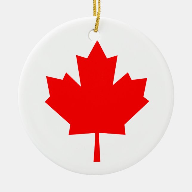 Canadian Maple Leaf Ceramic Tree Decoration (Front)