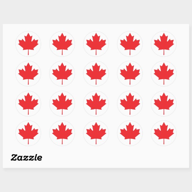 Canadian Maple Leaf Classic Round Sticker (Sheet)