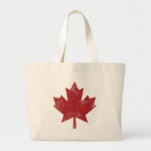 Canadian Maple Leaf (Distressed) Large Tote Bag