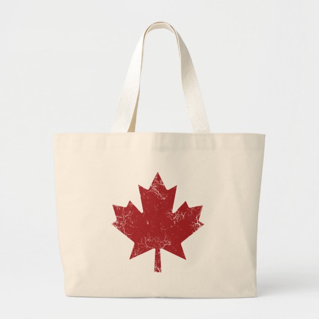 Canadian Maple Leaf (Distressed) Large Tote Bag (Front)