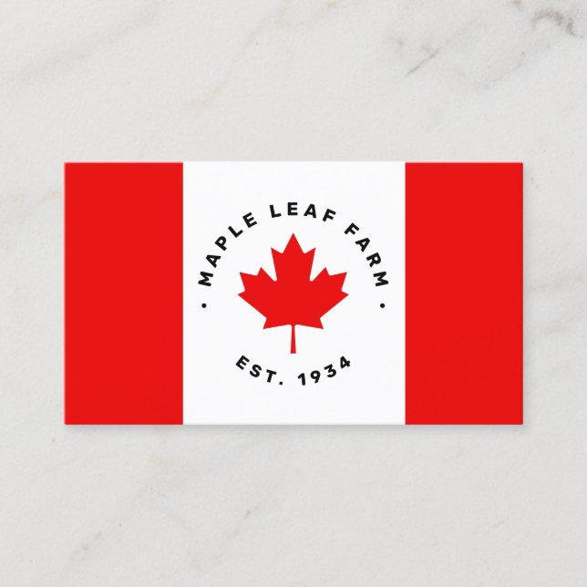 Canadian Maple Leaf Flag  Business Card (Front)