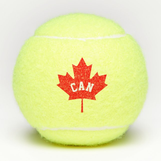 Canadian maple leaf flag custom print 3 pack tennis balls (Front)
