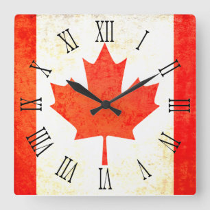 Canadian maple leaf flag roman numeral wall clock