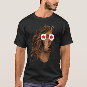 Canadian Maple Leaf Horse Sunglasses Canada Flag T-Shirt