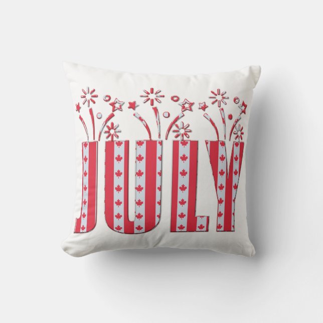 Canadian Maple Leaf July Happy Canada Day Cushion (Front)