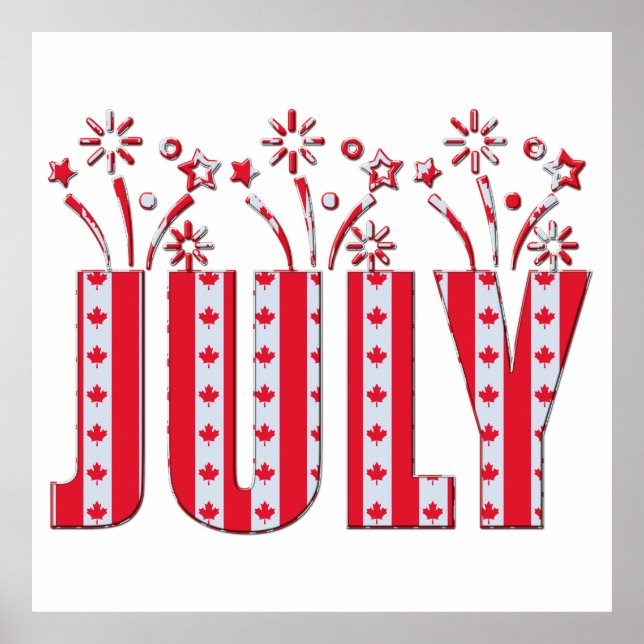 Canadian Maple Leaf July Happy Canada Day Poster (Front)