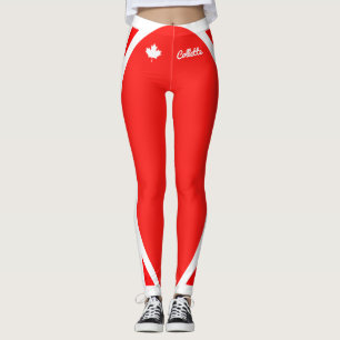 Canadian Maple Leaf on Red (reversed) Leggings