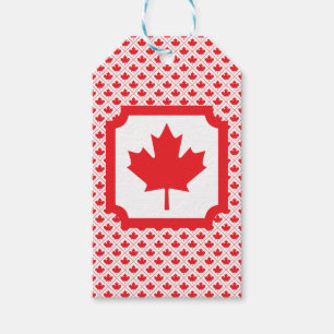 Canadian Maple Leaf Red and White Design Gift Tags