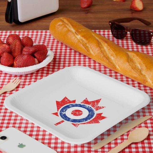 Canadian Maple Leaf Roundel Grunge Mod CANADA Paper Plate (Picnic)