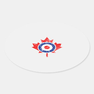 Canadian Maple Leaf Roundel Grunge Mod style Oval Sticker