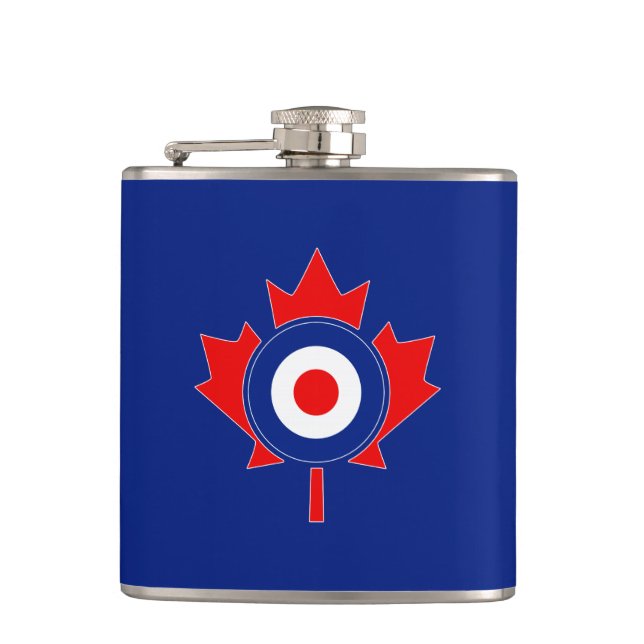 Canadian Maple Leaf Roundel Mod Hip Flask (Front)