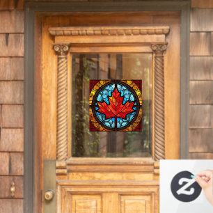 Canadian Maple Leaf Stained Glass Window Cling