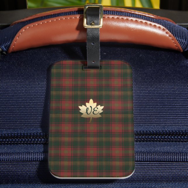 Canadian Maple Leaf Tartan Luggage Tag (Front Insitu 2)