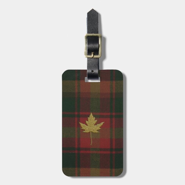 Canadian Maple Leaf Tartan Luggage Tag (Front Vertical)