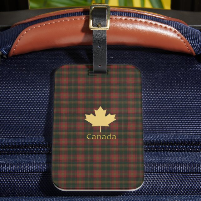 Canadian Maple Leaf Tartan Luggage Tag (Front Insitu 2)