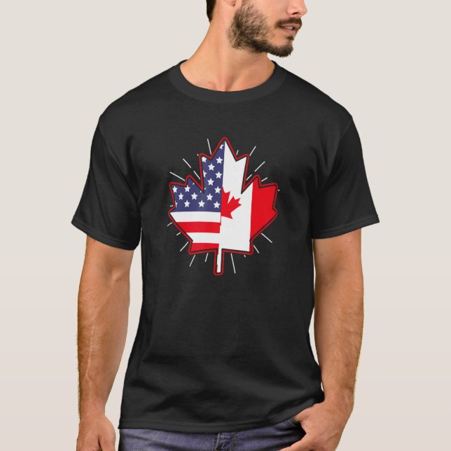 Canadian Maple Leaf Usa Flag Canada Day For Men 1 T-Shirt (Front)