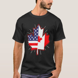 Canadian Maple Leaf Usa Flag Canada Day For Men T-Shirt