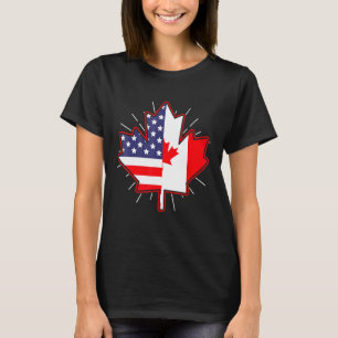 Canadian Maple Leaf Usa Flag Canada Day For Men T-Shirt