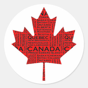 Canadian Maple Leaf w/Text Classic Round Sticker