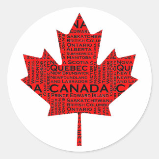 Canadian Maple Leaf w/Text Classic Round Sticker