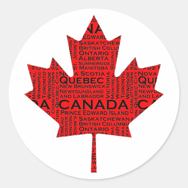 Canadian Maple Leaf w/Text Classic Round Sticker (Front)