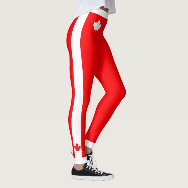 Canadian Maple on Red and White Leggings (Right)