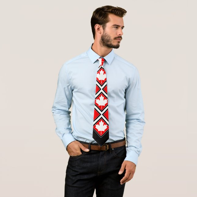 Canadian Maple on Red Black White Tie (In Situ)