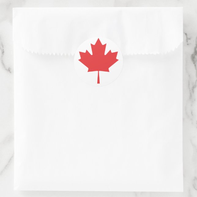 canadian maple red leaf classic round sticker (Bag)