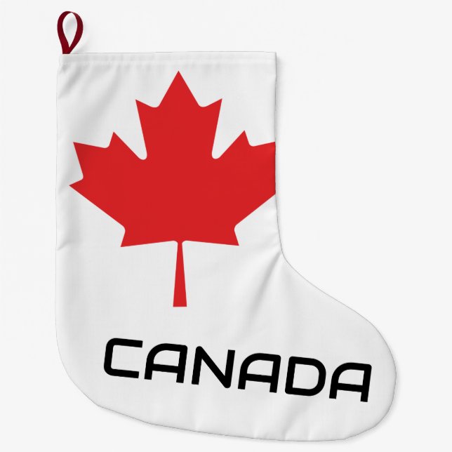 canadian maple red leaf large christmas stocking (Front)