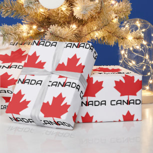 canadian maple red leaf wrapping paper