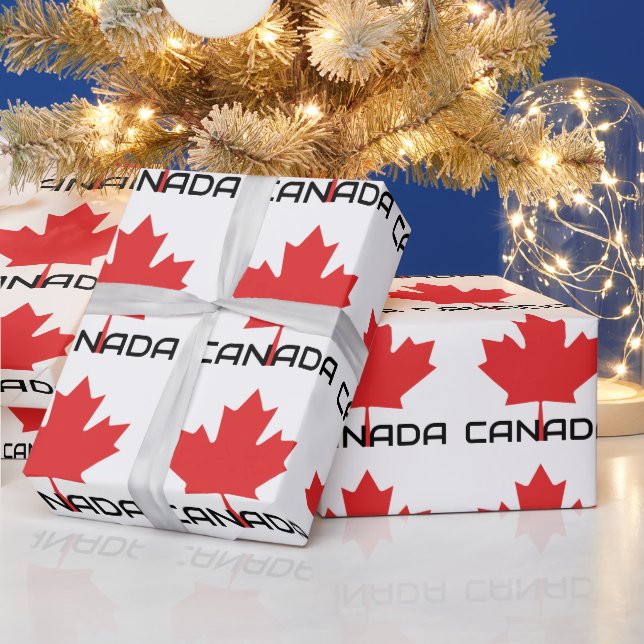 Canadian Maple Red Leaf Wrapping Paper – Festive  (Holidays)
