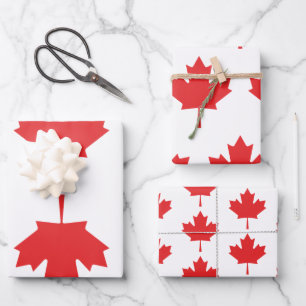 Canadian Maple Red Leaf Wrapping Paper Sheets 