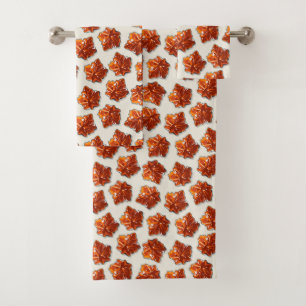 Canadian Maple Syrup Candy Pattern Bath Towel Set
