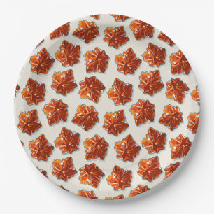 Canadian Maple Syrup Candy Pattern Paper Plate