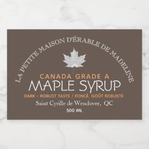 Canadian Maple Syrup Editable Food Label Brown