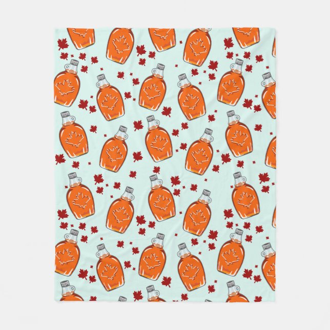Canadian Maple Syrup Pattern Fleece Blanket (Front)