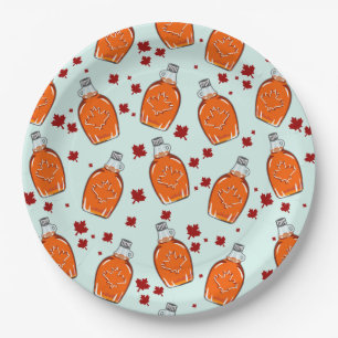 Canadian Maple Syrup Pattern Paper Plate