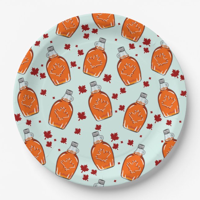 Canadian Maple Syrup Pattern Paper Plate (Front)