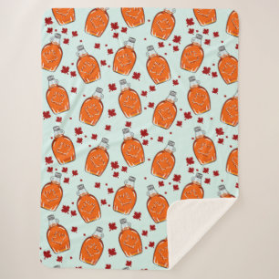 Canadian Maple Syrup Pattern Sherpa Blanket