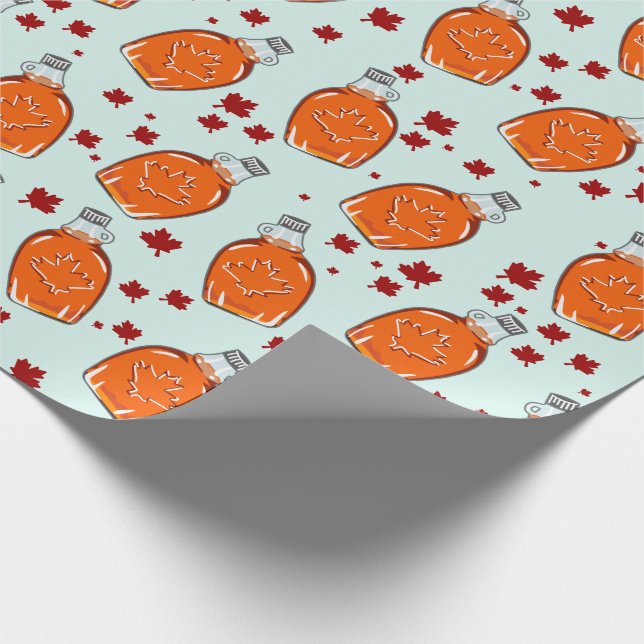Canadian Maple Syrup Pattern Wrapping Paper (Corner)